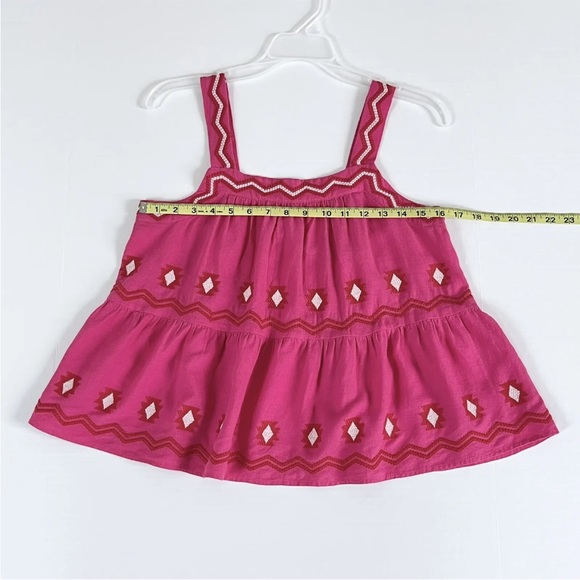 LOFT Top Womens XS Hot Pink Tiered Sleeveless  Peplum Swing Tank Linen Blend Top - Picture 7 of 12